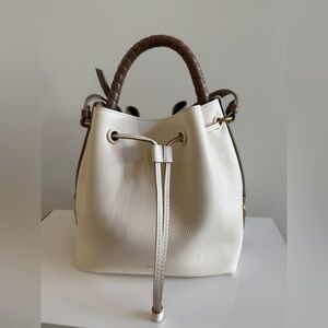 CHLOE Grained  Calfskin Leather Marcie Bucket Bag Handbag, Misty Ivory
